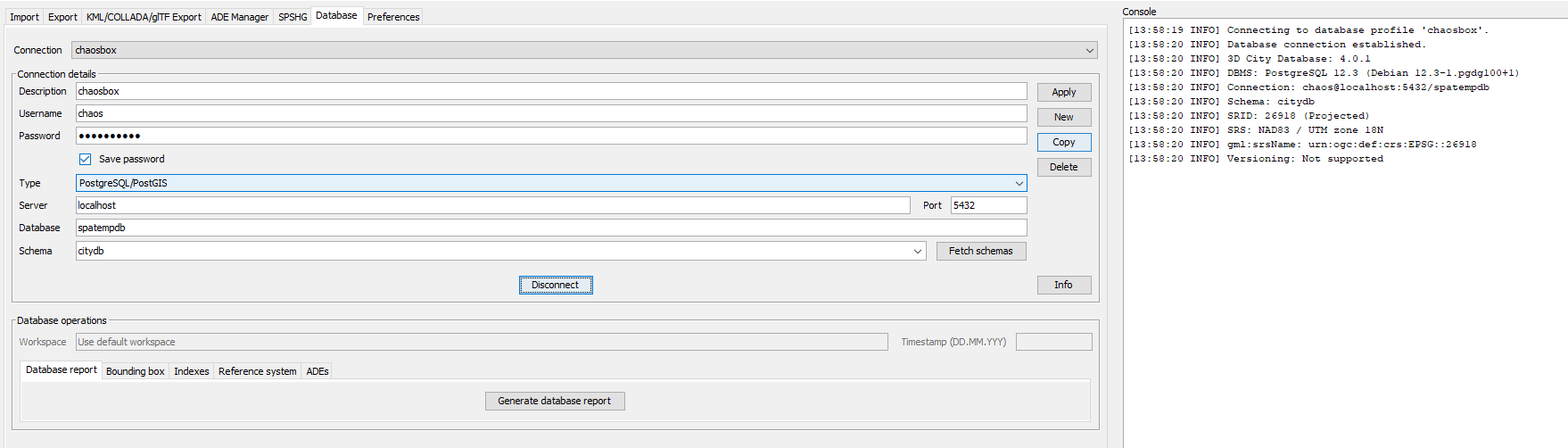 Interface for importing a CityGML file.