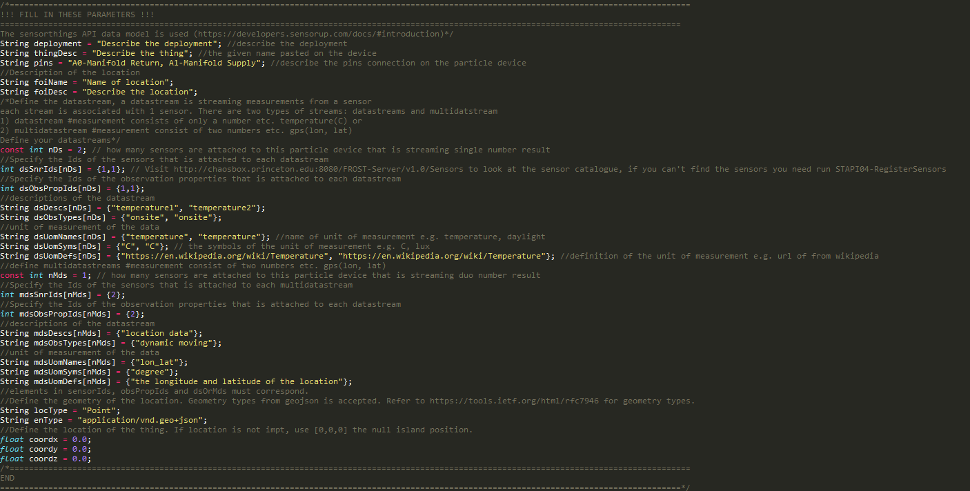 Fill in all the necessary parameters before flashing the script.