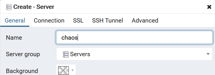 Fill in the server name.